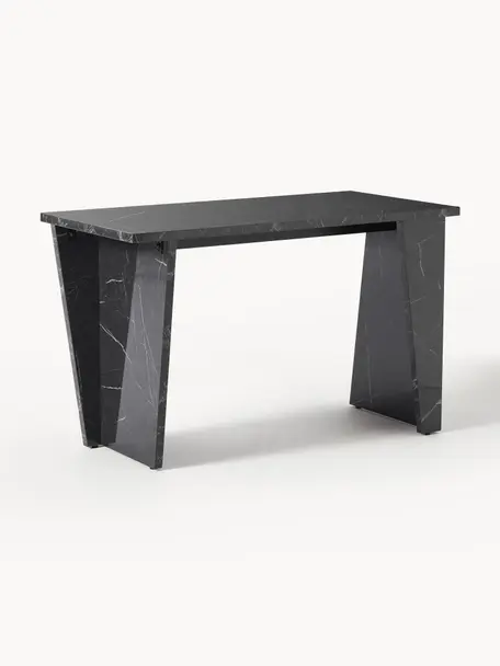 Psací stůl v mramorovém vzhledu Liam, MDF deska (dřevovláknitá deska střední hustoty) pokrytá melaminovou fólií, Černá, v mramorovém vzhledu, Š 120 cm, V 75 cm