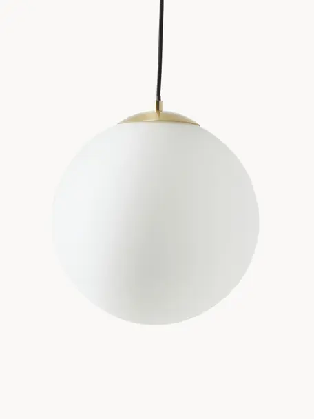 Suspension boule en verre opalescent Beth, Blanc, Ø 30 cm