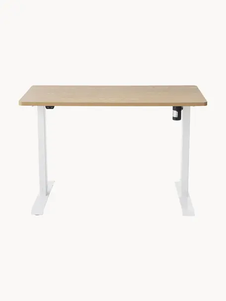 Höhenverstellbarer Schreibtisch Lea, Tischplatte: Sperrholz, Melamin beschi, Gestell: Metall, beschichtet, Holz, Weiß, B 120 x T 60 cm