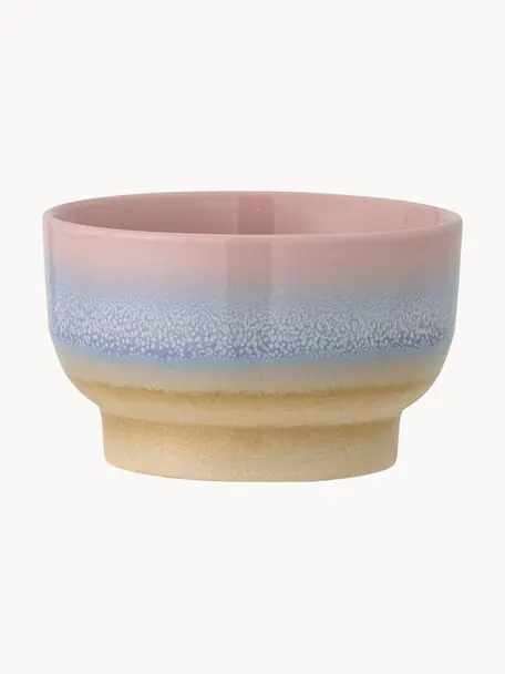 Ručně vyrobená miska s reaktivní glazurou Safie, 4 ks, Kamenina, Odstíny růžové a fialové, okrová, Ø 12 cm, V 7 cm