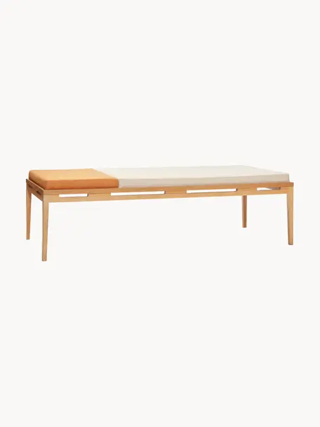 Daybed Amber, Bezug: 100 % Polyester, Gestell: Eichenholz, Webstoff Orange, Cremeweiß, Eichenholz, B 180 x T 80 cm