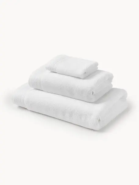 Set asciugamani in cotone organico Premium, varie misure, 100% cotone organico certificato GOTS (da GCL International, GCL-300517).
Qualità pesante, 600 g/m², Bianco, Set di 4 (asciugamano e telo da bagno)