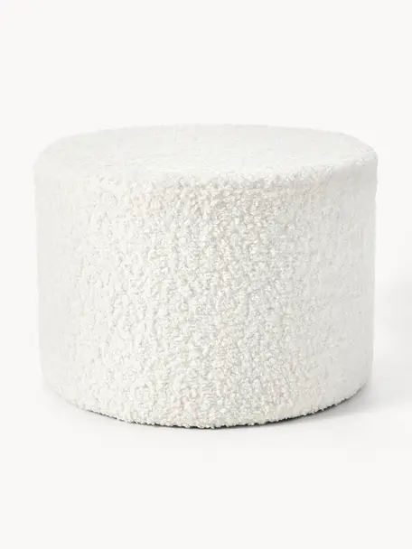 Plyšový taburet Daisy, Krémově bílá, Ø 54 cm, V 38 cm