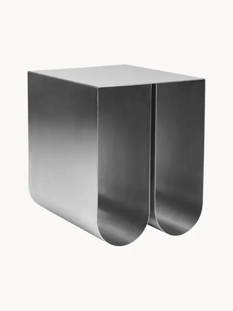 Table d'appoint en métal Curved, Acier inoxydable, Couleur argentée, larg. 26 x haut. 36 cm