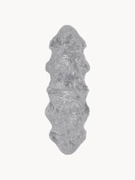 Tapis en peau de mouton lisse Oslo, Gris clair, larg. 60 x long. 180 cm
