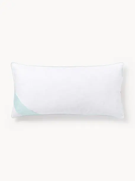 Cuscino duro Comfort, Bianco con fascia di stoffa in raso turchese, Larg. 40 x Lung. 80 cm