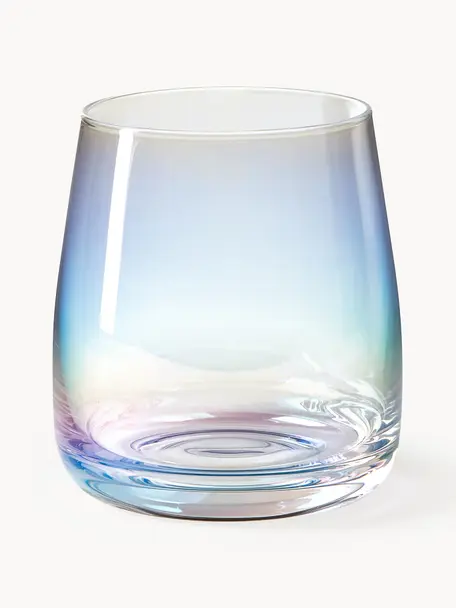 Mondgeblazen waterglazen Rainbow, iriserend, 4 stuks, Mondgeblazen glas, Transparant, iriserend, Ø 9 x H 10 cm
