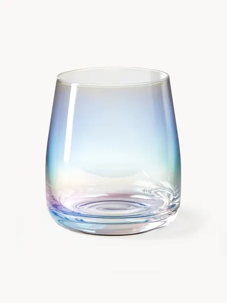 Mundgeblasene Wassergläser Rainbow, irisierend, 4 Stück, Glas, mundgeblasen, Transparent, irisierend, Ø 9 x H 10 cm, 370 ml