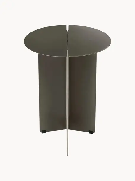 Okrúhly pomocný stolík s patinou Oru, Nehrdzavejúca oceľ, práškový náter, Antracitová s patinou, Ø 35 x V 48 cm