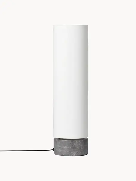 Lampada da terra a LED con luce regolabile e base in marmo Unbound, varie misure, Paralume: fibra sintetica, Bianco, grigio scuro marmorizzato, Alt. 120 cm