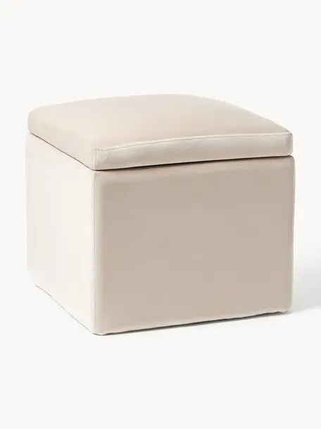 Samt-Hocker Winou mit Stauraum, Bezug: Samt (Polyester) Der hoch, Korpus: Sperrholz, Metall, Samt Hellbeige, B 50 x H 48 cm