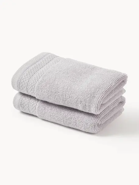 Serviette de toilette en coton bio Premium, tailles variées, Gris clair, Serviettes de toilette, larg. 50 x long. 100 cm, 2 pièces