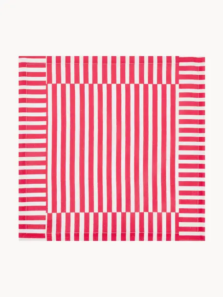 Gestreifte Stoffservietten Mulled Wine, 2 Stück, 100 % Baumwolle, Rot, Weiss, B 45 x L 45 cm