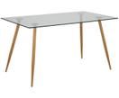 Table en verre Wilma avec pieds en bois