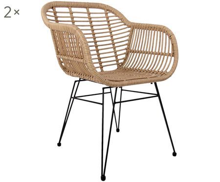 Polyrattan-Armlehnstühle Costa, 2 Stück