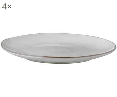 Handgefertigte Speiseteller Nordic Sand, 4 Stück