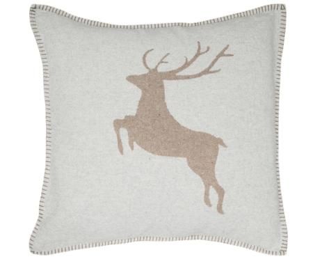 Weiche Fleece-Kissenhülle Sylt Hirsch in Beige