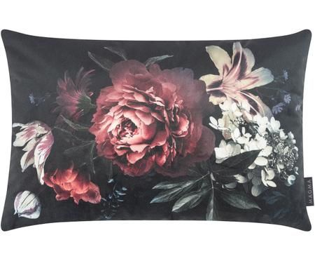 Samt-Kissenhülle Beverly mit dunklem Blumenmuster