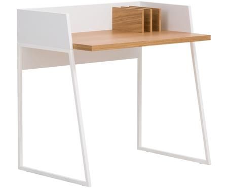 Bureau en bois Camille, en blanc