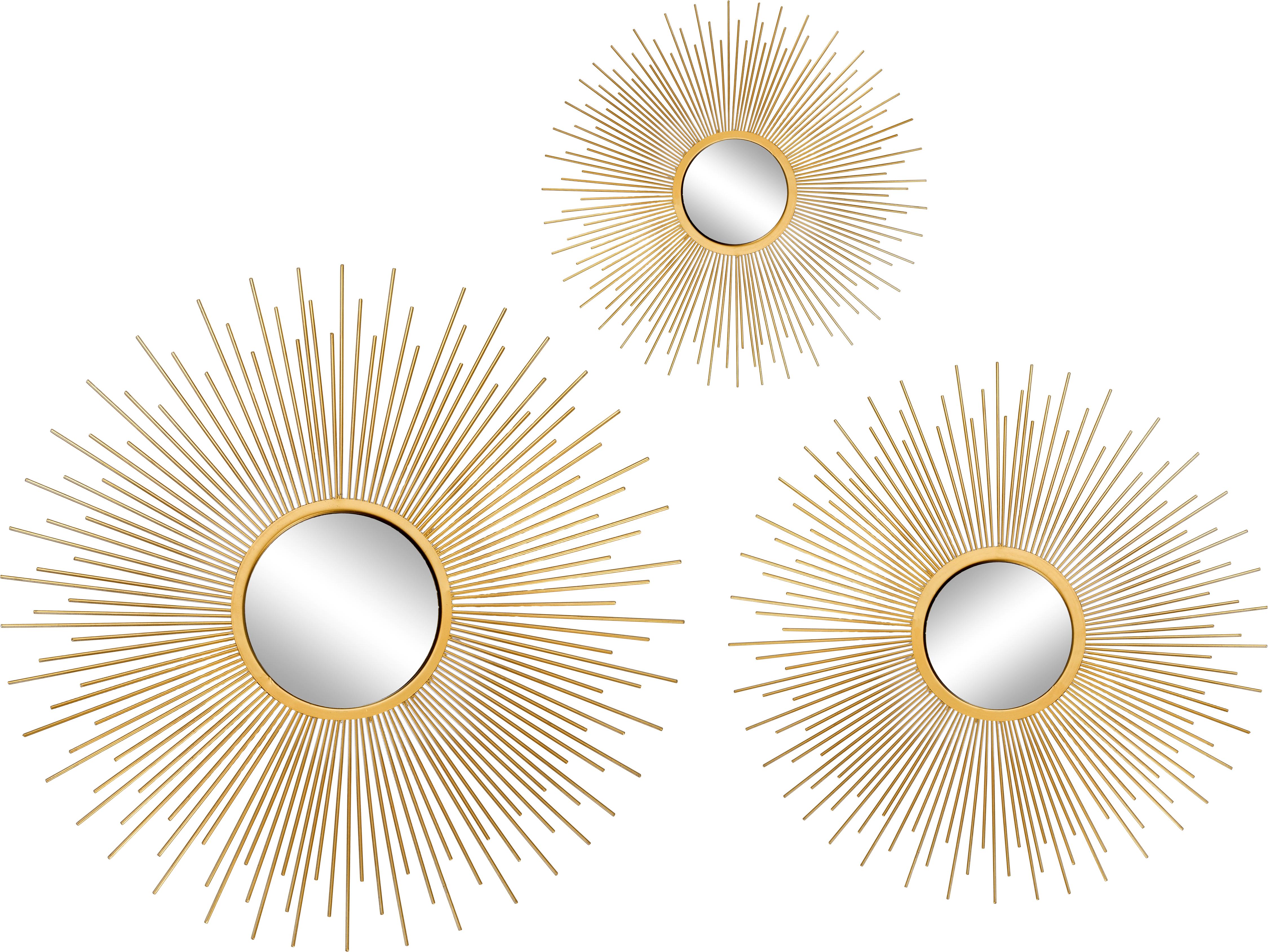 verdund taart bubbel Decoratieve spiegelsset Sun met goudkleurige metalen lijst, 3-delig |  WestwingNow