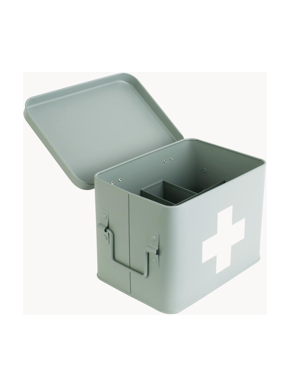 Skladovací box Medicine, Potažený kov, Mátově zelená, Š 21 cm, V 16 cm