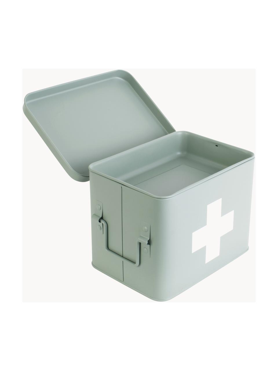 Úložná škatuľa Medicine, Potiahnutý kov, Mätovozelená, Š 21 x V 16 cm