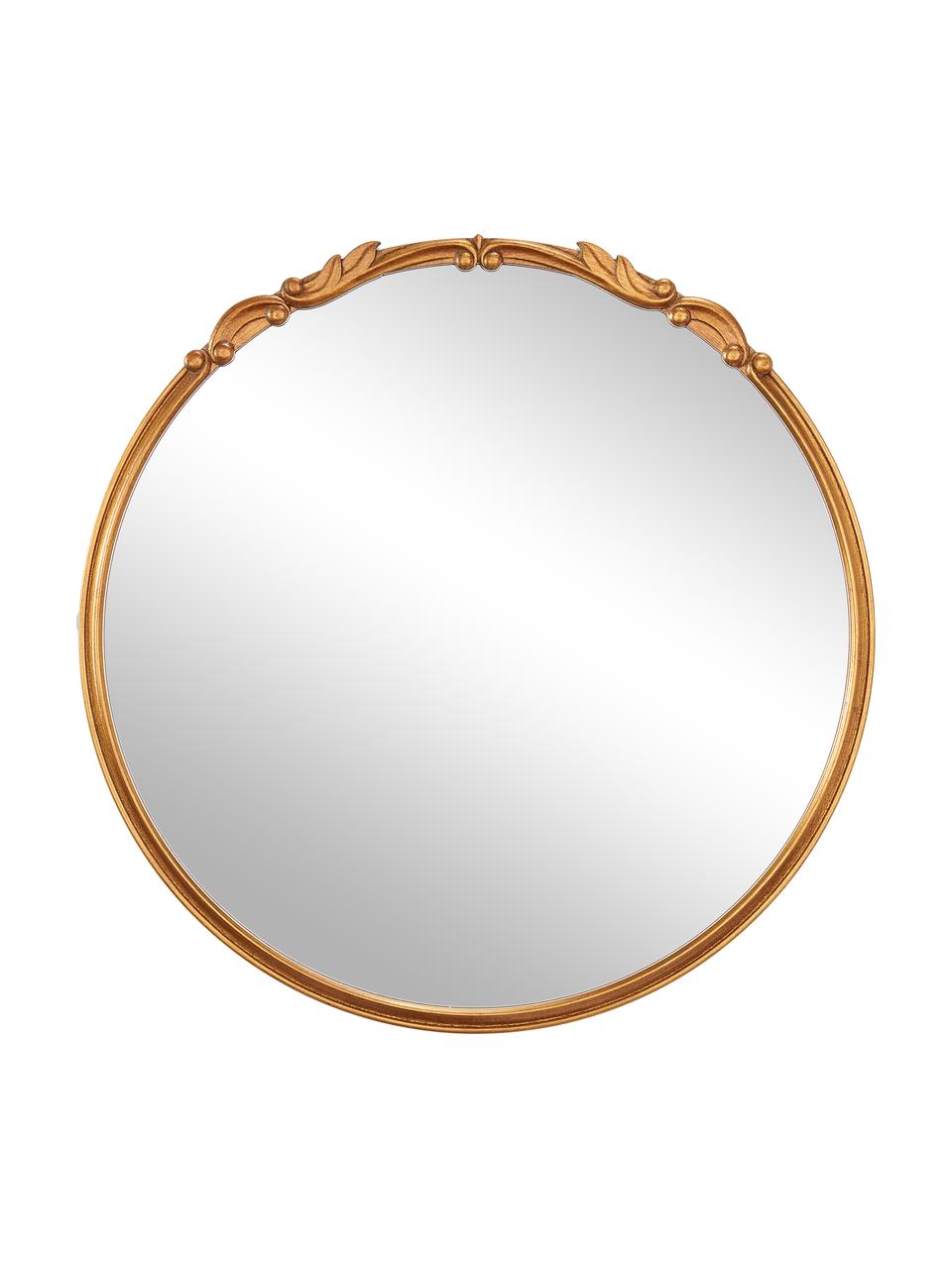 Espejo de pared redondo barroco Francesca, Reverso: tablero de fibra de densi, Espejo: cristal, Dorado, Ø 72 x F 2 cm