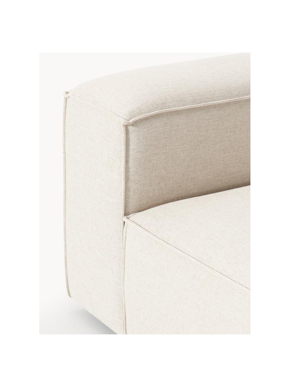 Eckmodul Lennon aus Leinen-Mix, Bezug: 50 % Viskose, 25 % Leinen, Gestell: Fichtenholz, Sperrholz, m, Füße: Kunststoff Dieses Produkt, Leinen-Mix Beige, B 119 x T 119 cm, Eckteil links