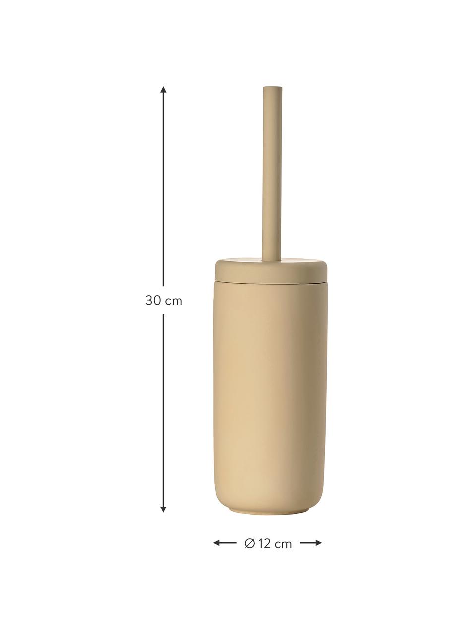 Escobilla de baño Ume, Recipiente: gres revestido con superf, Beige, Ø 10 x Al 39 cm