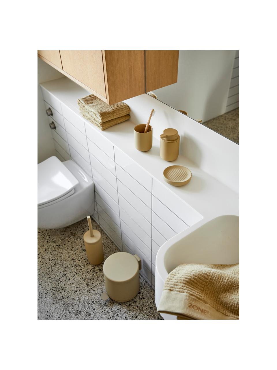 Escobilla de baño Ume, Recipiente: gres revestido con superf, Beige, Ø 10 x Al 39 cm