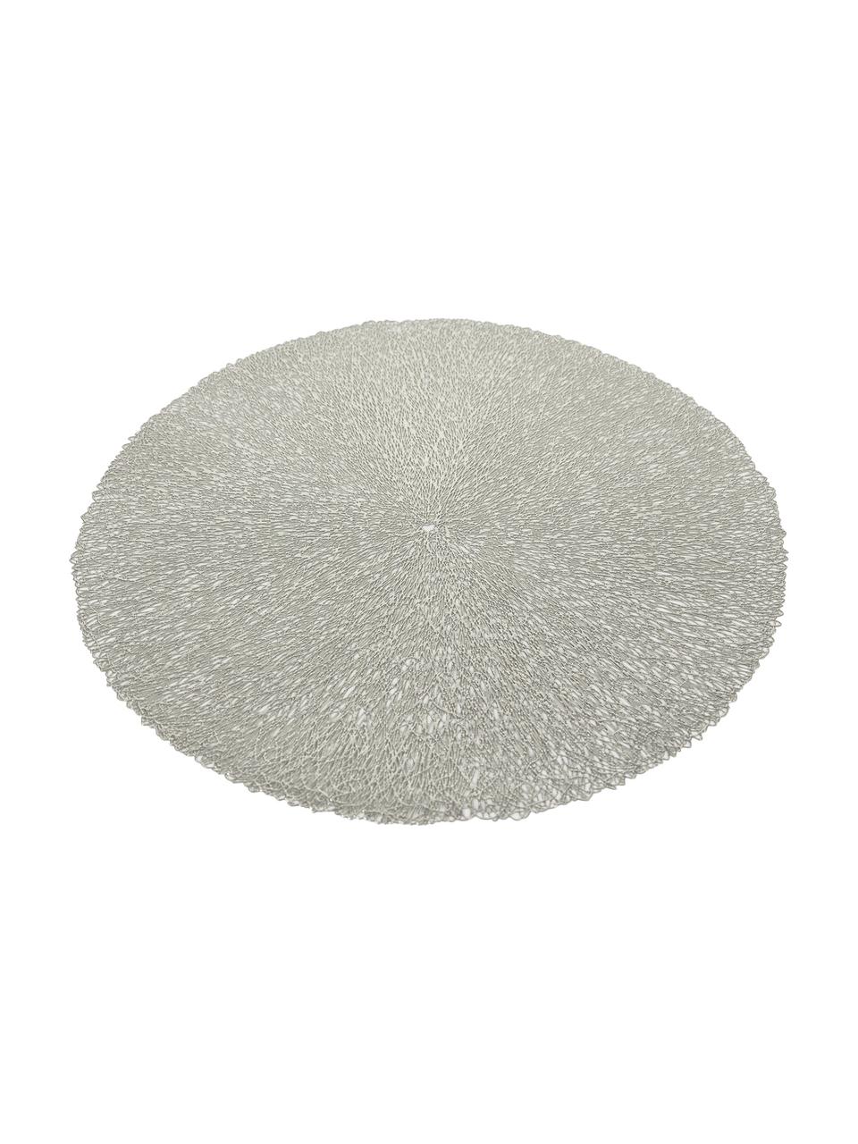 Set de table rond argenté Linda, 6 pièces, Plastique, Couleur argentée, Ø 38 cm