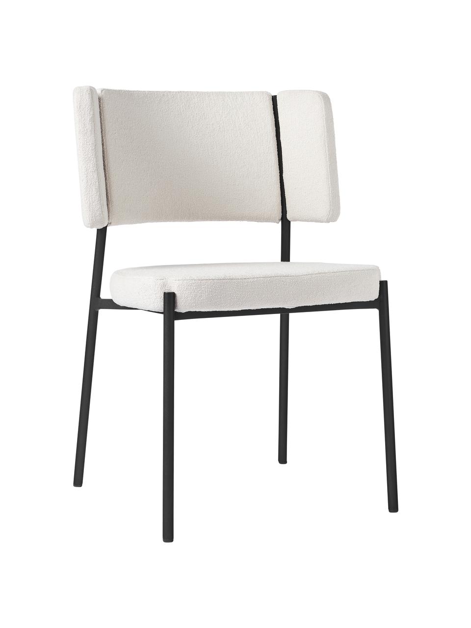 Bouclé čalouněné židle Samantha, 2 ks, Tlumeně bílá, černá, Š 55 cm, H 55 cm