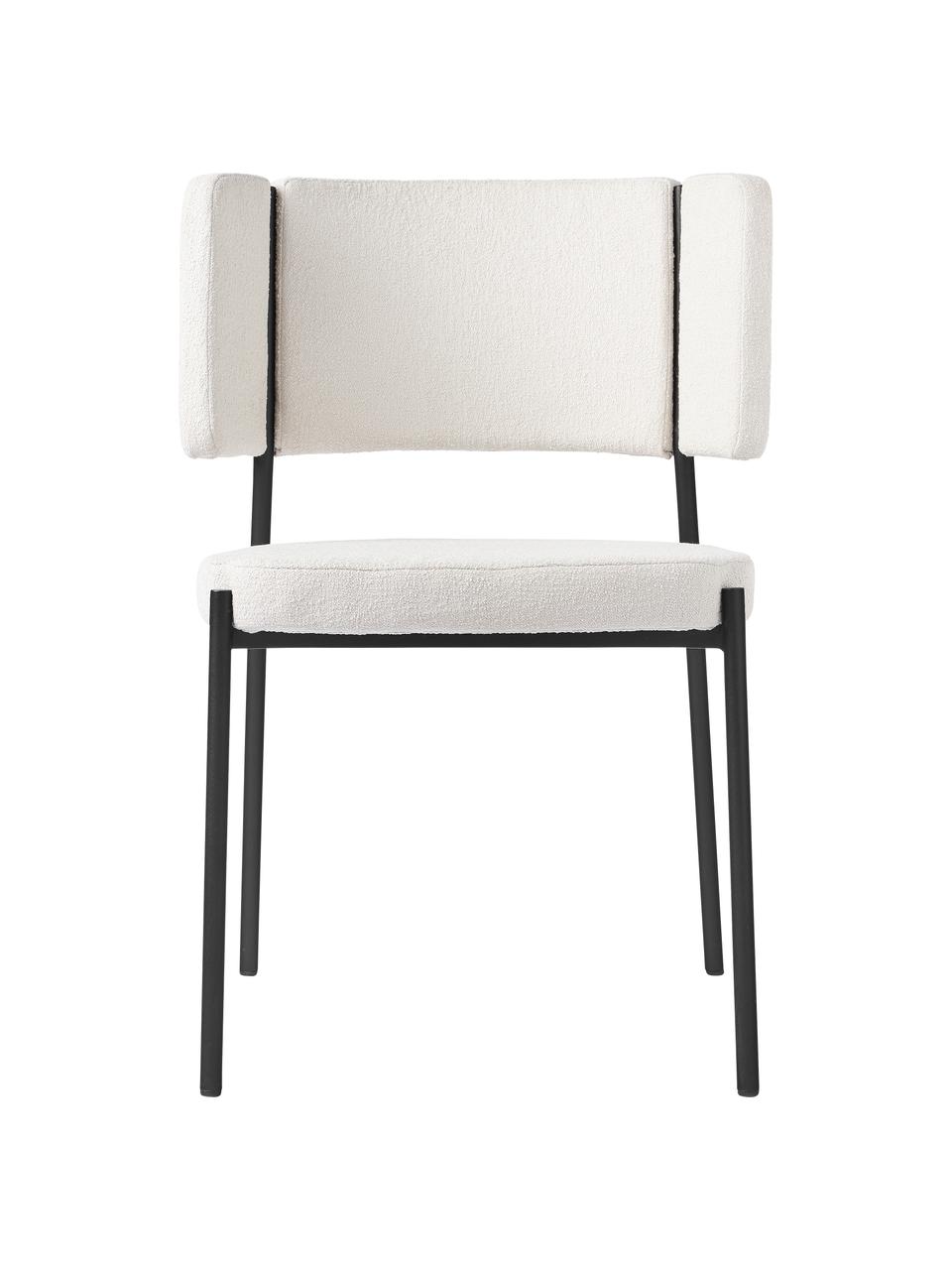 Buklé čalúnené stoličky Samantha, 2 ks, Buklé lomená biela, čierna, Š 55 x H 55 cm