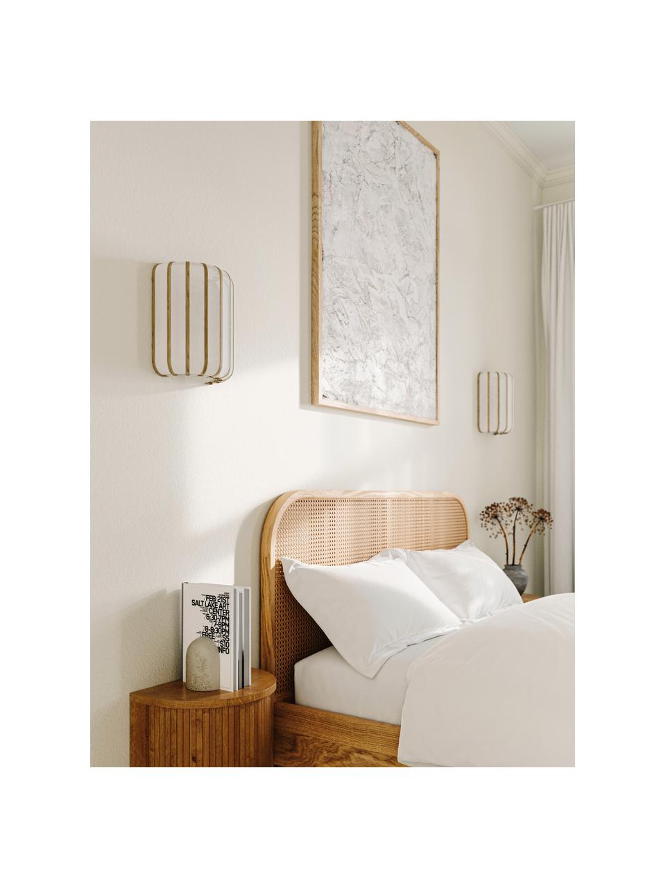 Nástenná lampa z bambusu Salma, Biela, svetlé drevo, Š 25 x V 30 cm