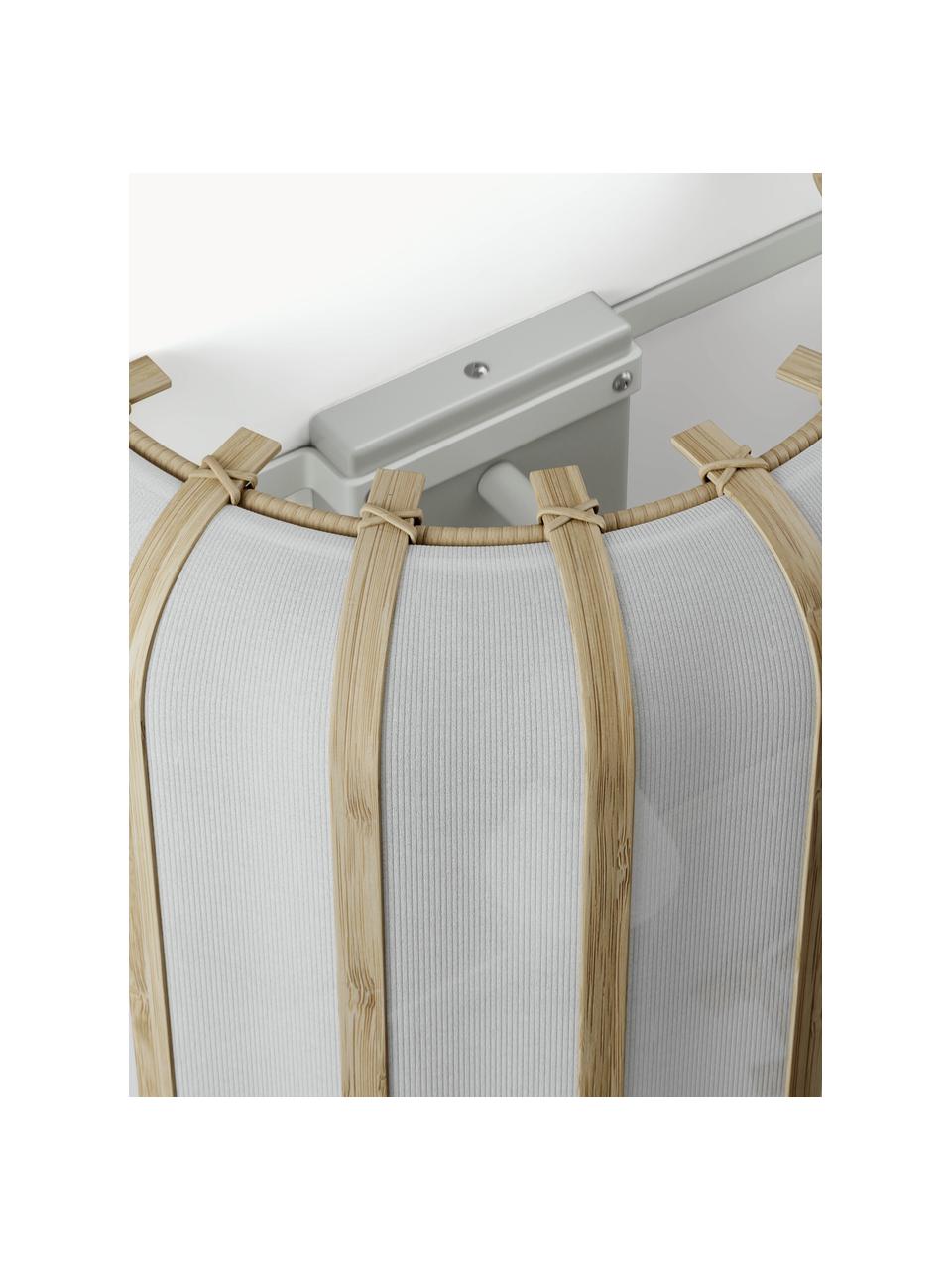 Aplique de bambú Salma, Pantalla: tela, madera de bambú, ra, Anclaje: metal, Blanco, madera clara, An 25 x Al 30 cm