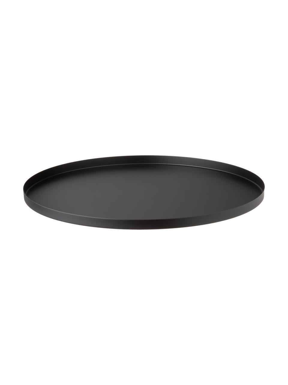 Großes, rundes Deko-Tablett Circle in Schwarz, Edelstahl, pulverbeschichtet, Schwarz, matt, Ø 40 cm