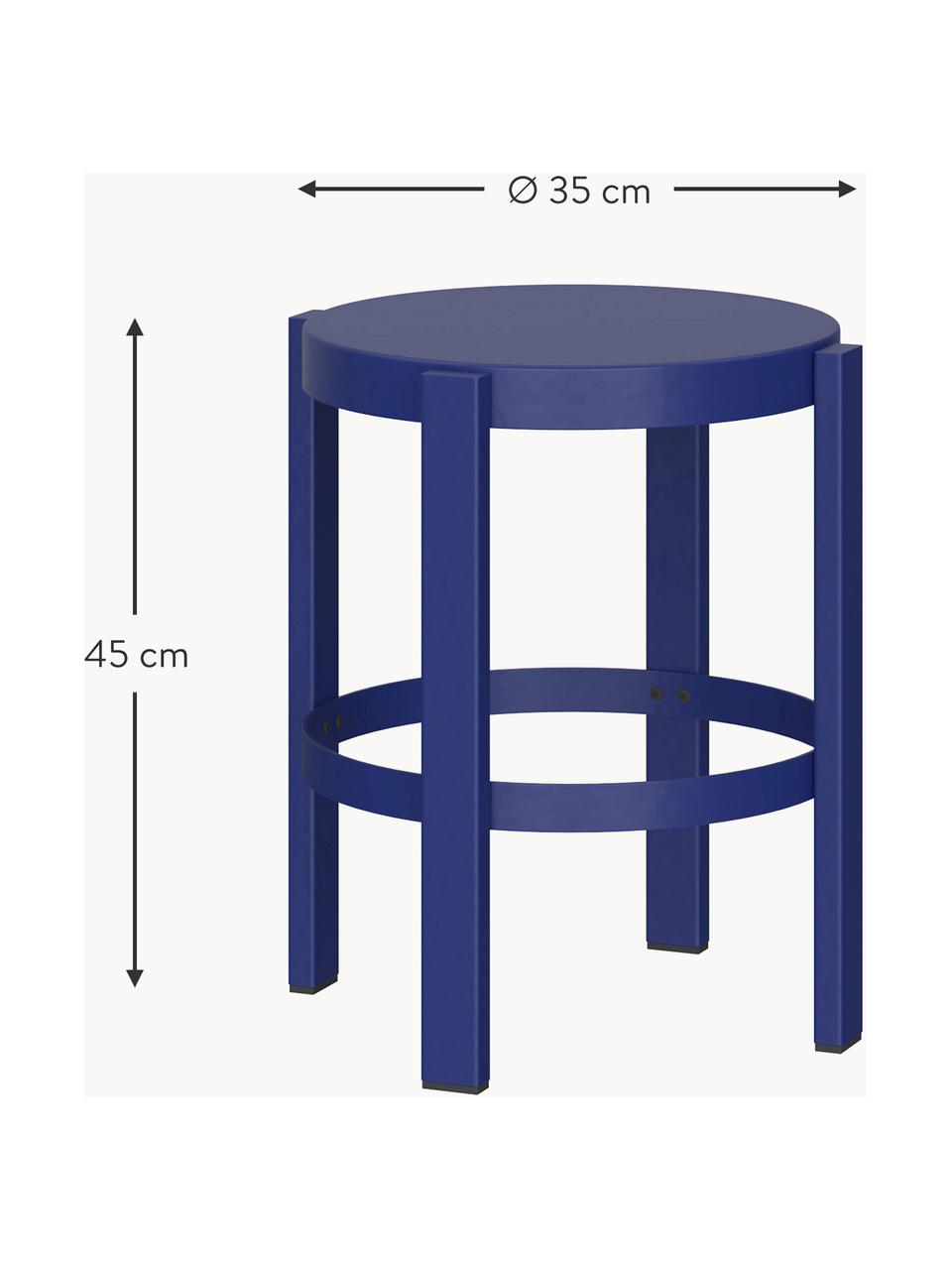 Sgabello in metallo Doon, Acciaio verniciato a polvere, Blu royal, Ø 35 x Alt. 45 cm