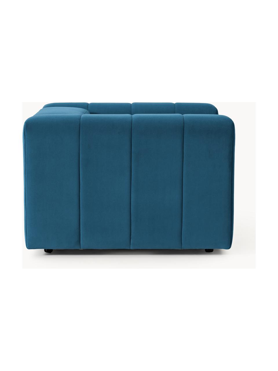 Fauteuil lounge en velours Lena, Velours bleu pétrole, larg. 133 x prof. 106 cm