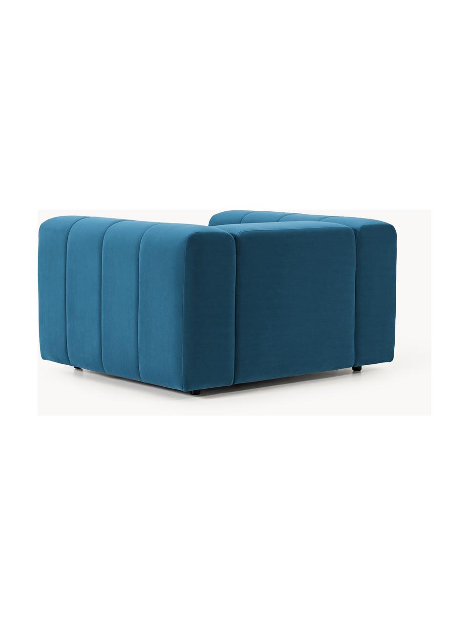 Fauteuil lounge en velours Lena, Velours bleu pétrole, larg. 133 x prof. 106 cm