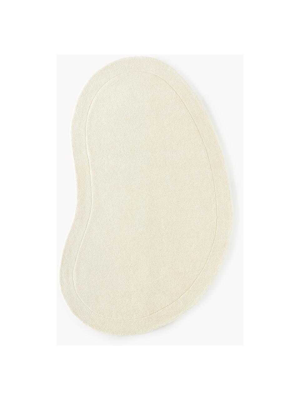 Ručně všívaný vlněný koberec v organickém tvaru Kadey, Krémově bílá, Š 120 cm, D 180 cm (velikost S)
