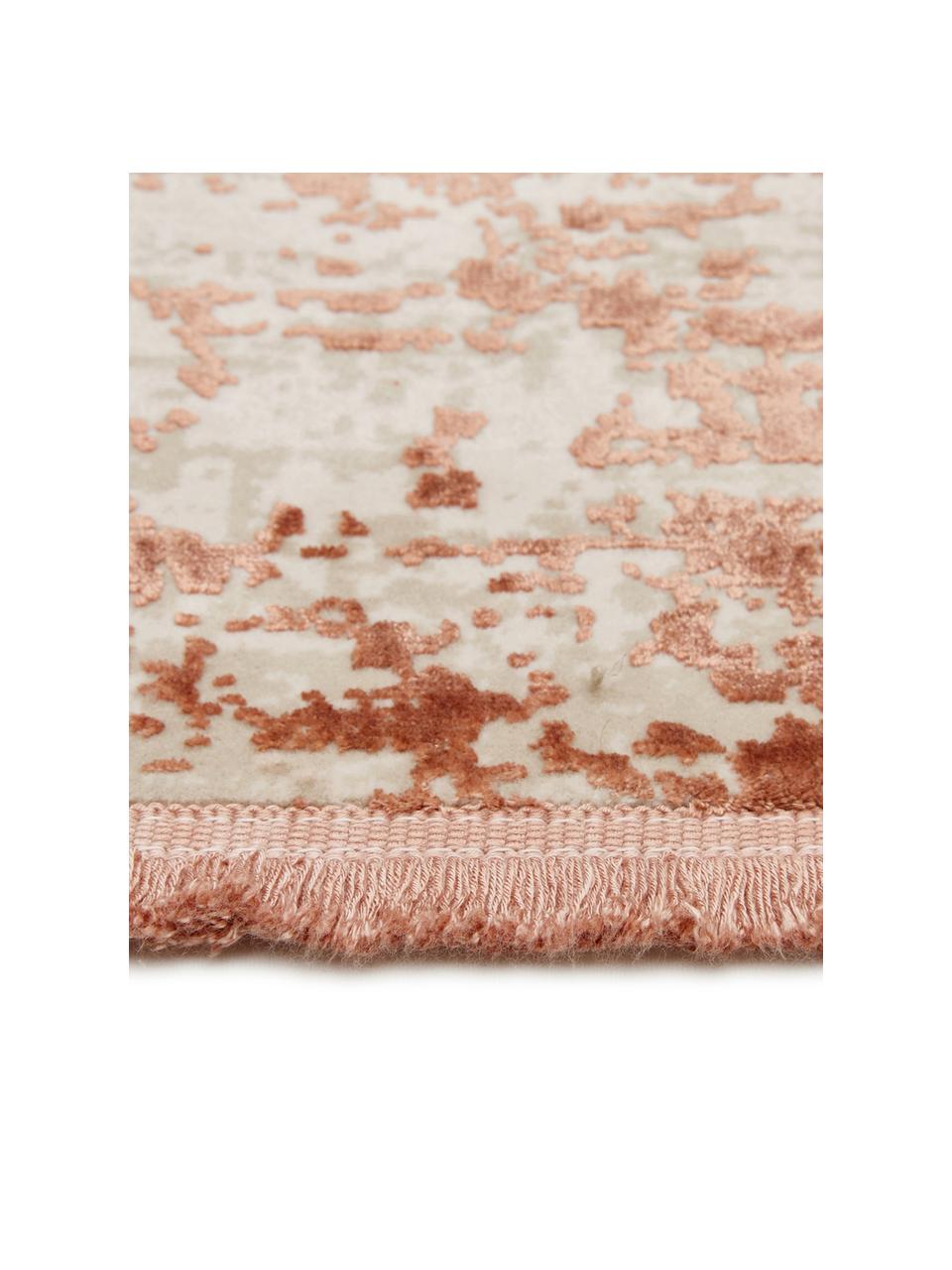 Schimmernder Teppich Cordoba mit Fransen, Vintage Style, Flor: 70% Acryl, 30% Viskose, Terrakotta, Beige, B 80 x L 150 cm (Größe XS)