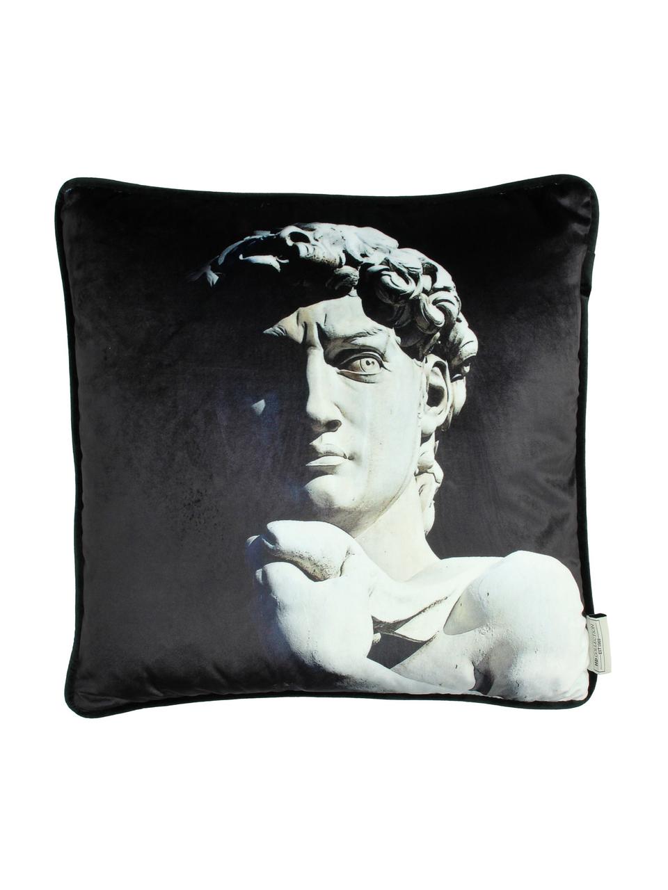 Cuscino in velluto con imbottitura David, Velluto di poliestere, Bianco, nero, Larg. 45 x Lung. 45 cm