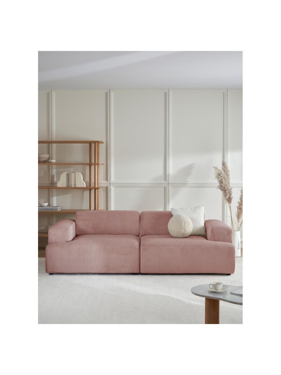 Cord-Sofa Melva (3-Sitzer), Bezug: Cord (92% Polyester, 8% P, Gestell: Massives Kiefernholz, FSC, Füße: Kunststoff, Cord Altrosa, B 238 x T 101 cm