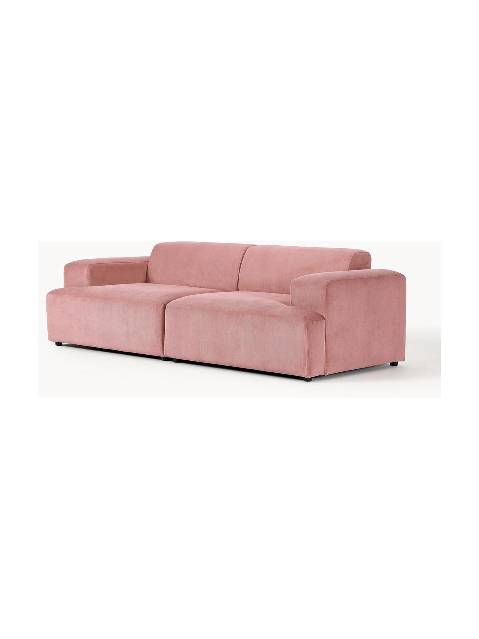 Cord-Sofa Melva (3-Sitzer), Bezug: Cord (92% Polyester, 8% P, Gestell: Massives Kiefernholz, Spa, Füße: Kunststoff Dieses Produkt, Cord Altrosa, B 238 x T 101 cm