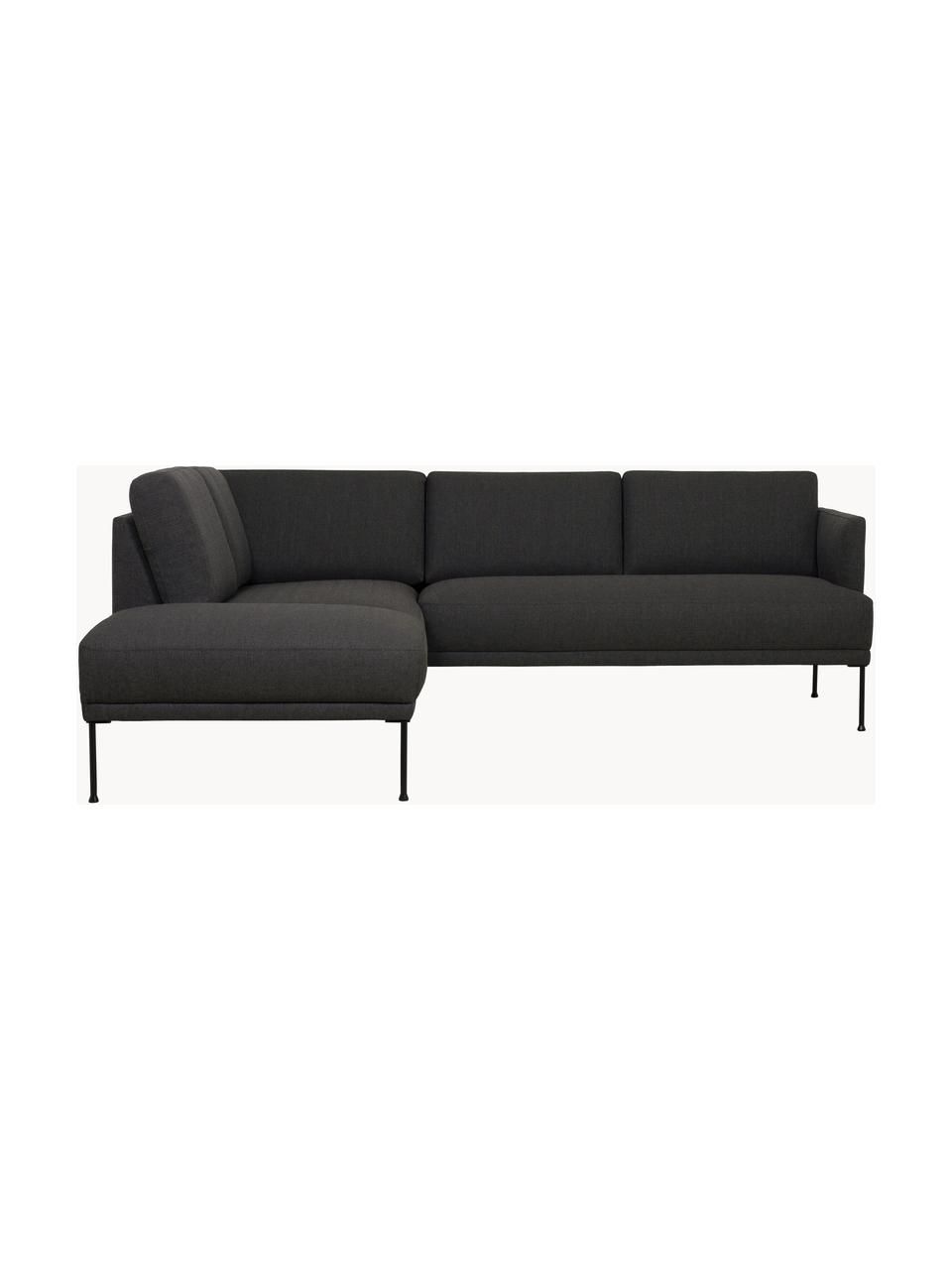 Ecksofa Fluente, Bezug: 100% Polyester Der hochwe, Gestell: Massives Kiefernholz, FSC, Füße: Metall, pulverbeschichtet, Webstoff Anthrazit, B 221 x T 200 cm, Eckteil links