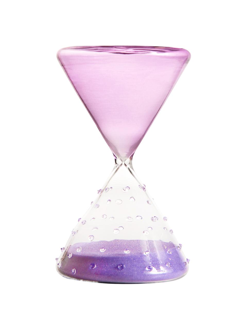 Decoratief object Hourglass, Glas, Lila, transparant, Ø 10 x H 16 cm