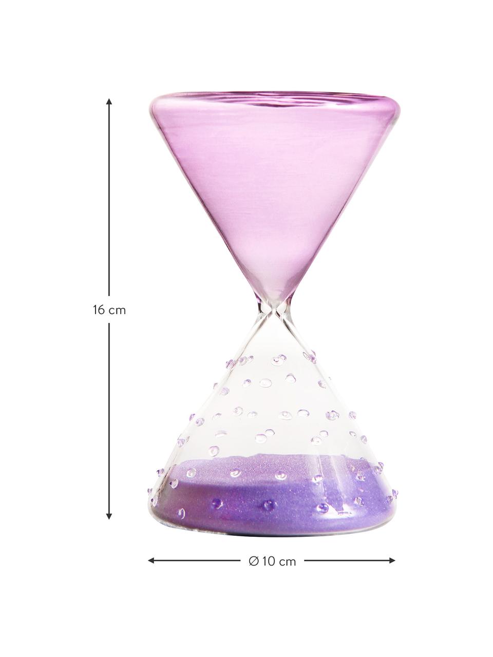 Decoratief object Hourglass, Glas, Lila, transparant, Ø 10 x H 16 cm