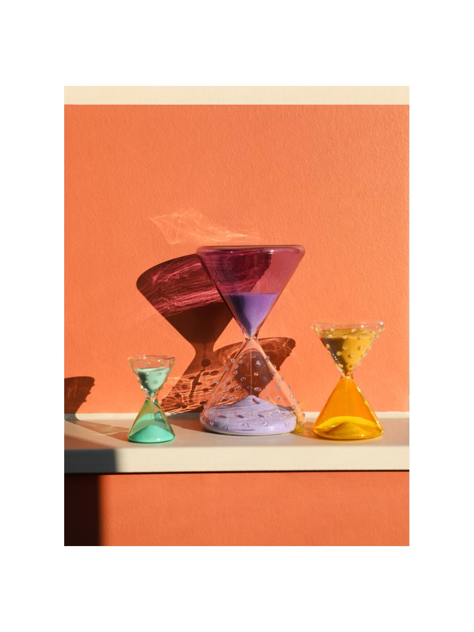 Dekoracja Hourglass, Szkło, Lila, transparentny, Ø 10 x W 16 cm