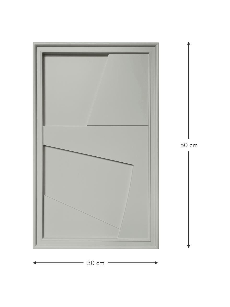 Sculpture murale artisanale Edge, Gris, larg. 30 x haut. 50 cm