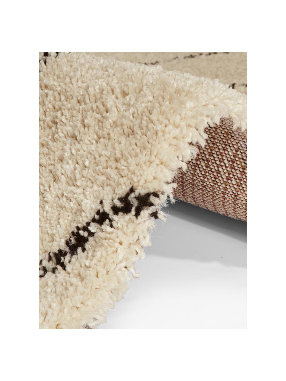 Tapis beige shaggy à franges Mila, Beige, noir